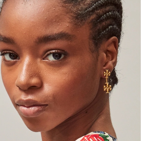 Tory Burch Gold Double Drop Earrings - Picture 5 of 8